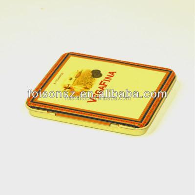 China Hot Selling Iron Classic Design Rectangular Cigarette Cigar Metal Tin Case for sale