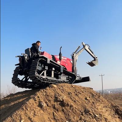 China Motor 80 PS Kleine landwirtschaftliche Crawler-Traktoren mit Bagger zu verkaufen