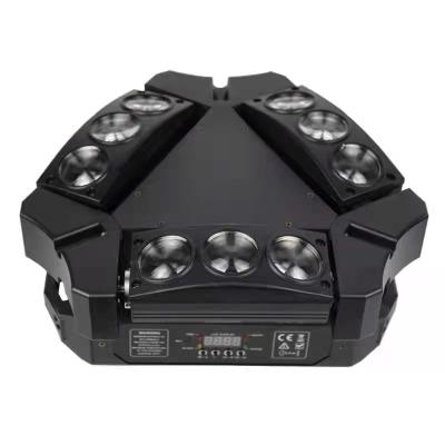 China Indoor Stage Lights Equipment Laser 10w*9 Triangle 4 in 1 RGBW DMX512 9 Head Laser Led Beam Moving Head Lighting for sale