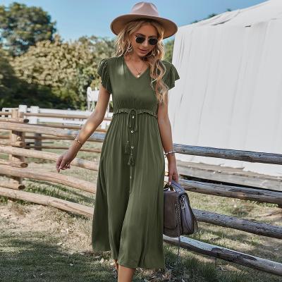 China Anti-Wrinkle Amazon Summer Dress Fashion Elegant Sexy Split 2022 Women Dress for sale