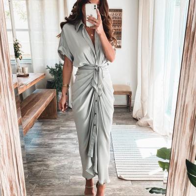 China Anti-wrinkle Forged Shirt Dress New By 2022 Summer Amazon Commuter Fashion Dress for sale