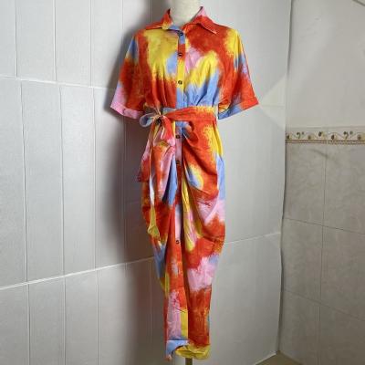 China Anti-wrinkle new 2022 summer long dress Amazon fashion print dress for sale