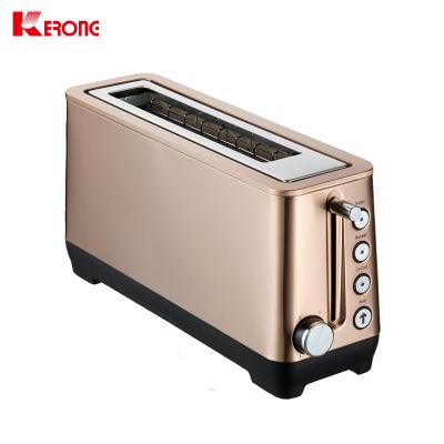 China New Style Elegant Household Commercial Stainless Steel Gold Color Electric 2 Slice Manual Bun Toaster for sale