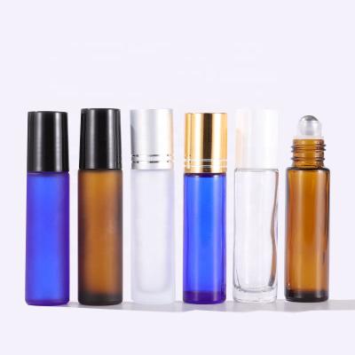 China Cosmetic Eye Serum Cylinder Roll On Bottles Perfume Body Ball Roller 10ml Glass Bottle For Essential Oil for sale