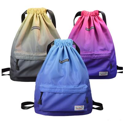 China Custom Logo Drawstring Printed Polyester Gym Travel Bags Waterproof Gymsack Polyester Training Drawstring Bag for sale