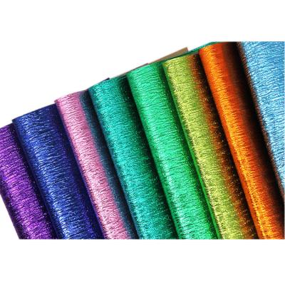 China Waterproof Metallic Foil Bark Texture PU Leatherette Fabric For Packaging Bags, Shoes And Boxes for sale