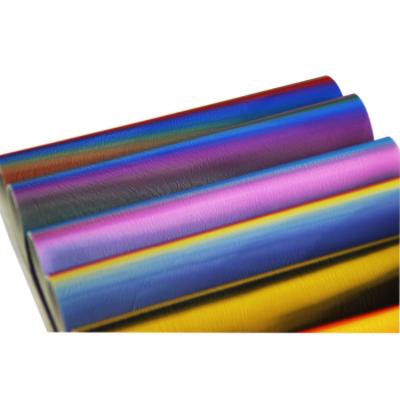 China Online Wholesale Symphony Waterproof Stripes PU Metallic Film Synthetic Leather Fabric For Making Bags And Shoes for sale