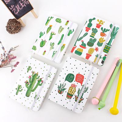 China Easy Writing Keepsake Perfect Small Boundary Custom Hardcover Wholesale Pocket Single Blank Book Cover Notebook Cactus With Elastic Strap for sale