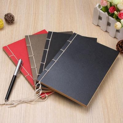 China Wholesale Cheap Bulk Easy Enrollment Journals Sewn Binding Binding Notebook Black Brown Blank A5 Kraft Paper Notebook for sale