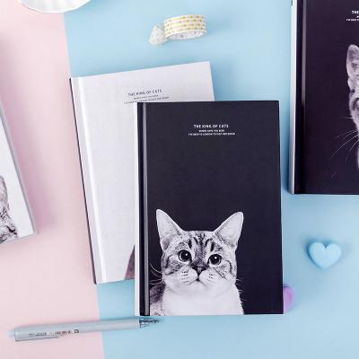 China Black a5 easy lettering custom logo cardboard hardcover book cartoon cat cute kawaii planner 2021 notebook with color pages for sale