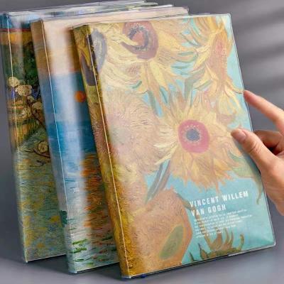 China 400-page oil painting plastic sleeve book super-thick INS wind easy journaling A4 notebook thickened soft leather large-capacity horizonta diary for sale