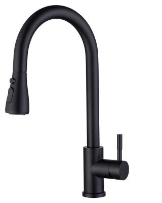 China Slide Bar Matte Black SUS304 Stainless Steel Hot And Cold Free Gooseneck Single Lever Mixer Tap Pull Out Sink Kitchen Faucet Mixer Tap for sale