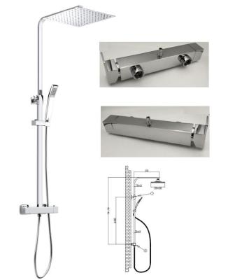 China With Sliding Bar High Quality Competitive Price Chromed Finish Square Style Thermostatic System for sale