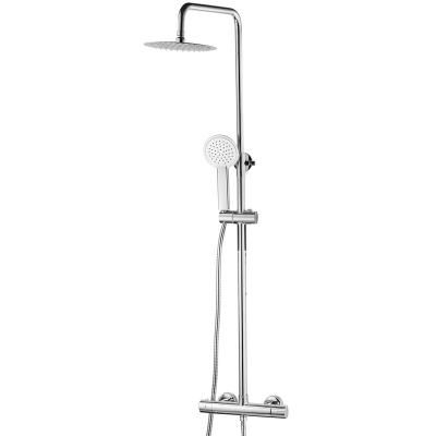 China Without Sliding Bar WRAS Approved KTW Certificate Round Brass Shower Column Thermostatic Bathroom Rain Shower Set for sale