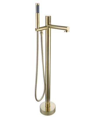 China Free Standing Bathtub Faucet New Design Brass Gold Sliding Bar Floor With Free Hand Shower Matte Black Bath Shower Faucet for sale