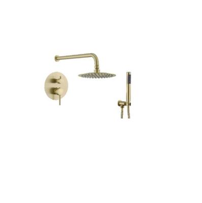 China Hot Selling Brushless Slide Bar Gold Finish Ceramic Brass OEM Bathroom Wall Mounted Shower Faucet Concealed Bath Shower Mixer Tap Faucet for sale