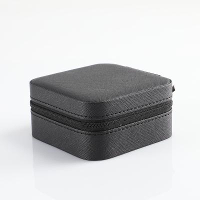 China Luxury Velvet/Luxury PU Leather + Plastic Custom Portable Organizer Case Box Packaging Platinum Necklace Jewelry Storage Ring Earring Wedding Gift for sale