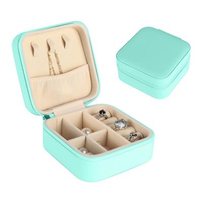 China Luxury Velvet/Luxury PU Leather + Plastic Hot Sale Women Girls Earrings Ear Stud Box Organizer Portable Jewelry Storage Case PU Leather Small Cases travel jewelry boxes for sale