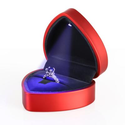 China For wedding engagement gift ring packging custom logo wholesale custom logo finger wedding women jewelry ring storage organizer packaging square box with led light for sale