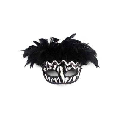 China Environmentally Friendly Black And White Half-Face Masquerade RavenMask for sale