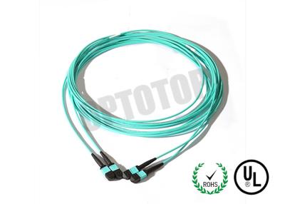 China Aguamarina masculina/femenina del modo MPO de la fibra óptica del cordón de remiendo multi, cable de Corning en venta