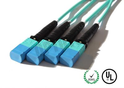 China Cable de fribra óptica con varios modos de funcionamiento OM el 1/2/3/4, longitud de 8 bases del conector de la fibra de MPO modificada para requisitos particulares en venta