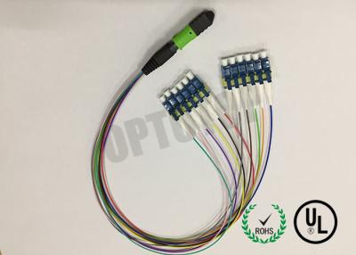 China MPO - 12 Kern-Lichtwellenleiter, Kabel des LC-/UPC-MPO Verbindungskabel-Monomode--0.9mm zu verkaufen