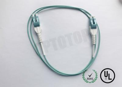 China Uniboot LC Connector Fiber Patch Cord , Multimode Patch Cord Green Jacket for sale