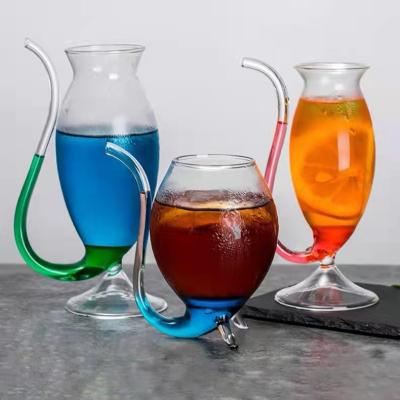 China Viable Creative Glass Whiskey Wine Vampire Tumbler Juice Straw Glass Cup for sale