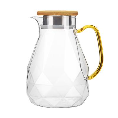 China Transparent High Hot Sale Drinking Glass Diamond Shape Diamond Shape Stocked Clear Jug Cup Set With Cup for sale