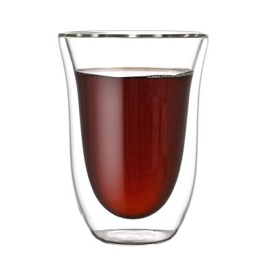 China Best Sustainable Sale High Borosilicate Double Wall Coffee Mug Heat Resistant Glass Mug for sale