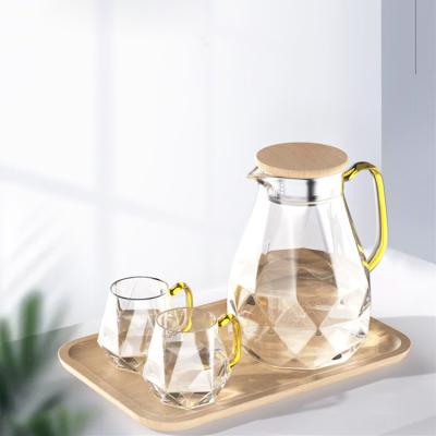 China Viable Kinds Of High Borosilicate Glass Tea Set Water Jug Pitcher Glass Teapot With Gradient Color for sale