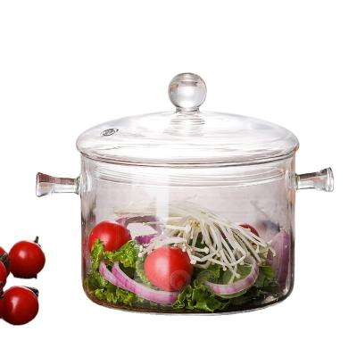 China High Borosilicate Glass 3000ml Clear Transparent Sustainable Cooking Pot Heat Resistant Glass Pot for sale