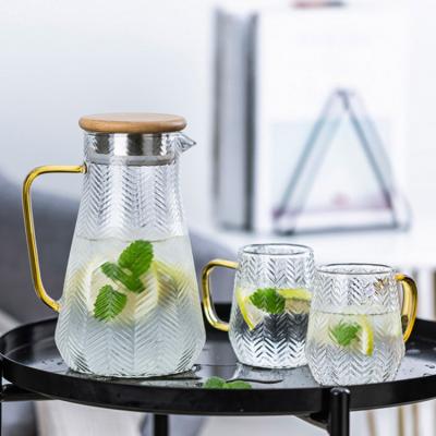 China Large Capacity Cold Water Kettle Viable Glass Heat Resistant Teapot Thickened Glass Water Cup Water Set for sale