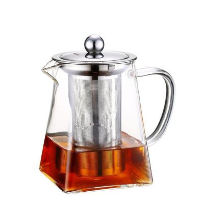 China 350ml 550ml 750ml 950ml Stored Borosilicate Heat Resistant Glass Teapot with Stainless Steel Infuser for sale