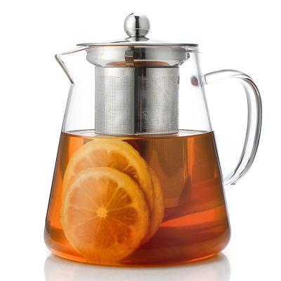 China 350ml 550ml 750ml 950ml Stored Borosilicate Heat Resistant Glass Teapot with Stainless Steel Infuser for sale