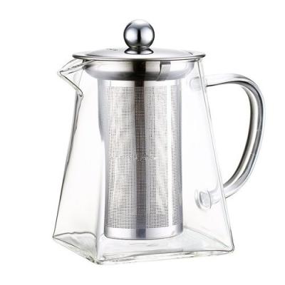 China Sustainable High Borosilicate Square Shaped Glass Tea Set Glass Teapot For Tea With Stainless Steel Lid And Filter for sale