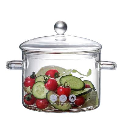 China Pyrex 1500ml Sustainable Transparent Clear Glass Cooking Pot Heat Resistant Glass Cooking Pot for sale