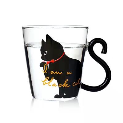 China Fashion Glass Coffee Mug Drinkware Cat Shape Cups Borosilicate Sustainable Superior Eco-Friendly Single Wall Mugs for sale