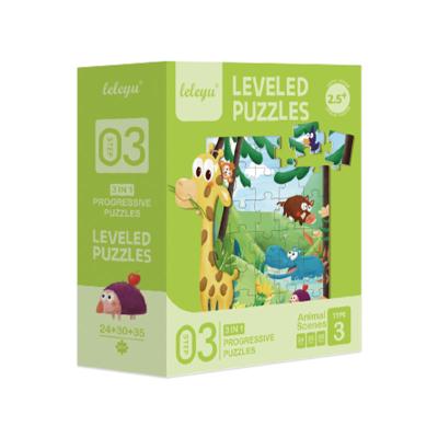 China PT003 Educational Toy Rated 89cs Puzzles Animal Theme Toy 3 in 1 Educational Toy for Toddler 2.5+ for sale