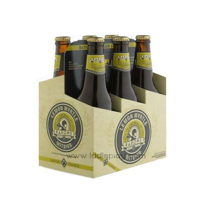 China Recycled Materials Custom Colored Recycled Printing Kraft Paper Corrugated Box Carrying 6 Pack Wine Beer Bottle Carrier Rack for sale