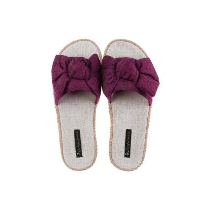 China Breathable Wholesale Fashion Bowknot Design With Midsole Canvas Slippers For Women for sale