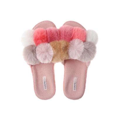 China Cushioning Support Wholesale Fashion Arch Colorful Plush Fur Slippers for sale