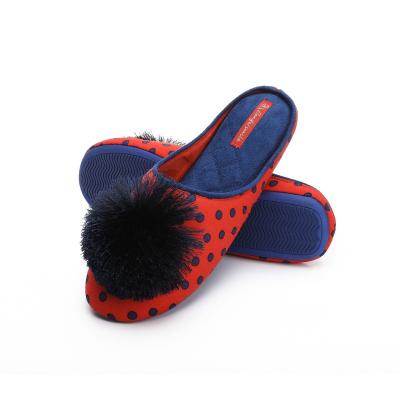 China 2023 breathable hot sale POM POM design spot printed midsole support soft slippers for women for sale