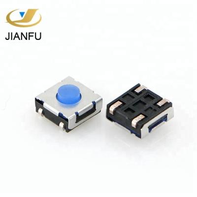 China Reflow Solderable 6x6 4 Pins Medium Travel Rubber Tactile Switch for sale