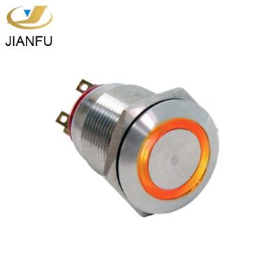 China Vandal Resistant IP65 Waterproof Metal 19mm Led Push Button Switch for sale