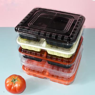 China 3 4 Compartment High Quality Microwavable Disposable PP Rectangle Food Takeaway Plastic Storage Containers for sale