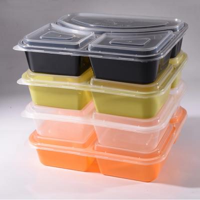 China High Quality Rectangle Stored 2 3 4 Disposable 5 Compartment Plastic Takeout Food Storage Container Box With Lid for sale