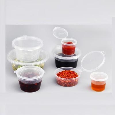 China Eco-Friendly Disposable Mini PP Restaurant Sauce Disposable 1oz Cup Sauce Takeaway Plastic Container With Lids for sale