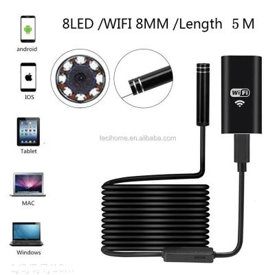 China Waterproof / Waterproof Smartphone Endoscope HD720P 2MP 8 LED 8mm Lens WIFI Mini Video Borescope Camera for sale